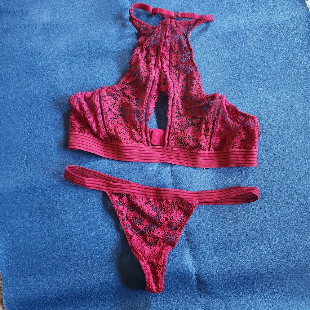 Victoria's Secret Burgundy Lace V-String